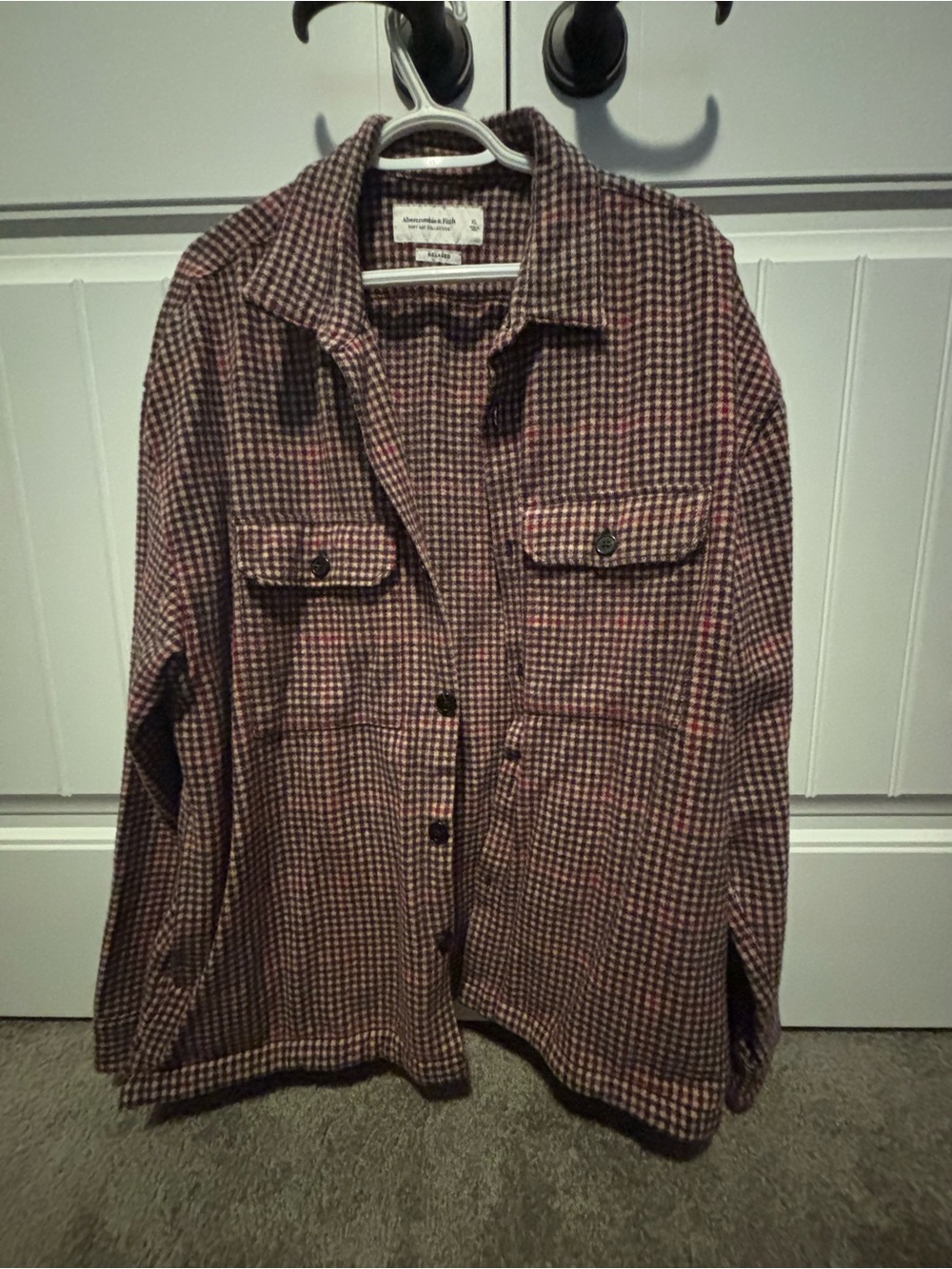 Abercrombie & Fitch Pink and Brown Houndstooth Shacket